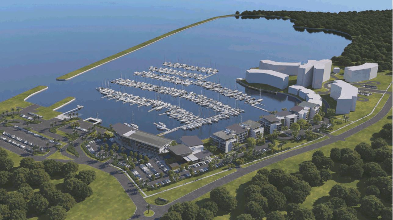 Burnett Heads Gateway Marina perspective view aerial looking south east Burnett Heads Gateway Marina