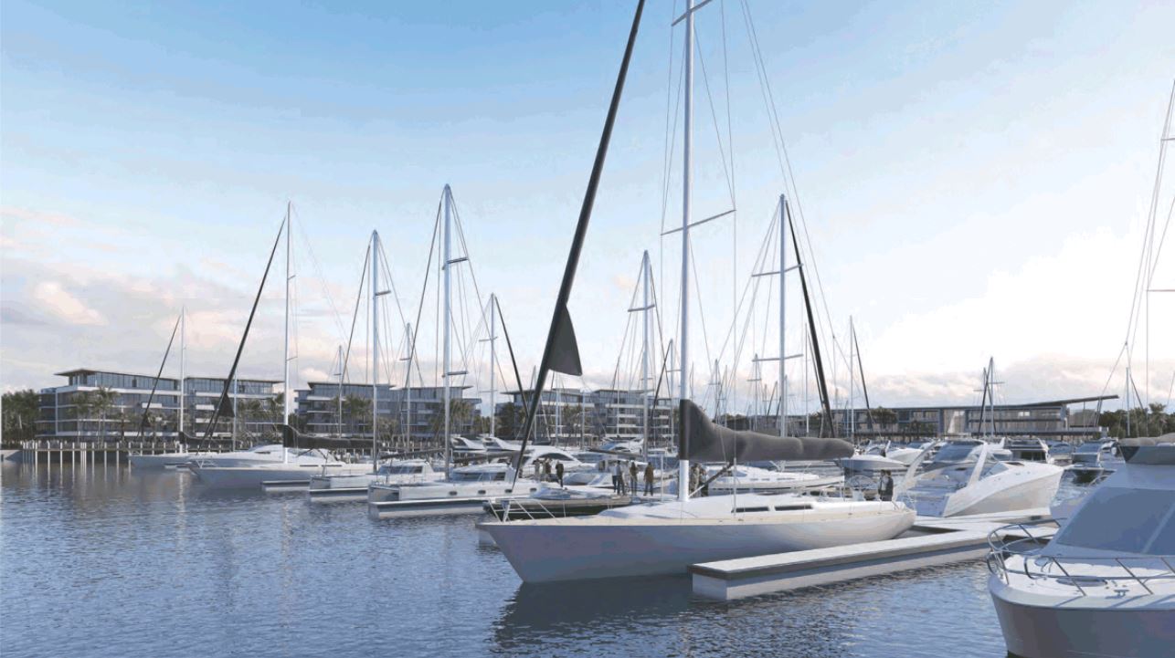 Burnett Heads Marina Village perspective view from harbour 2 Burnett Heads Gateway Marina