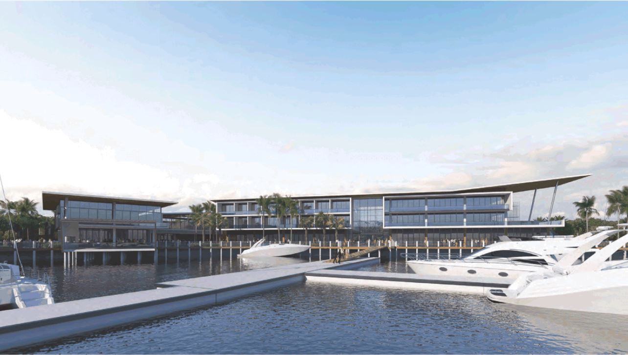 Burnett Heads Marina Village perspective view mixed use building from marina Burnett Heads Gateway Marina