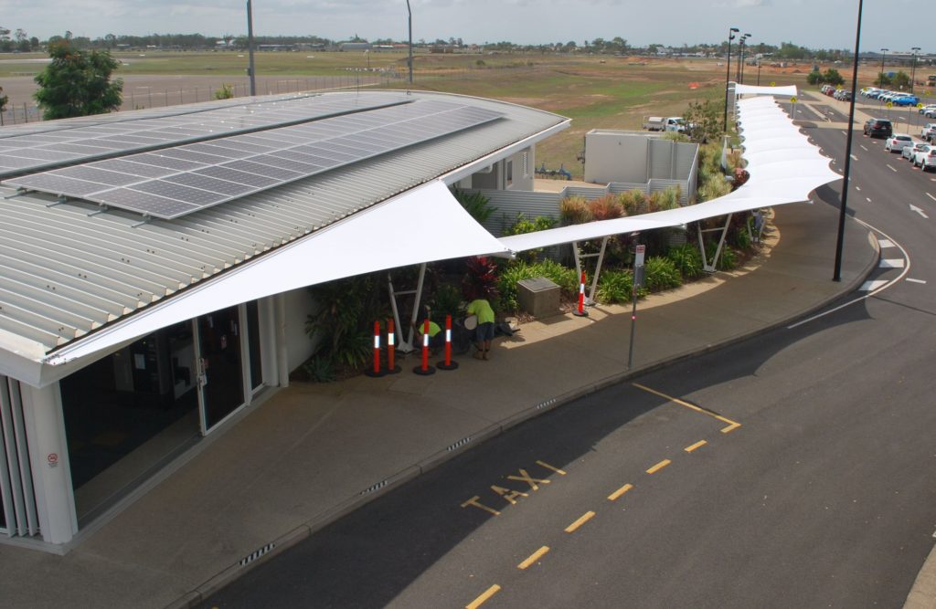 Airport walkway and shade sails