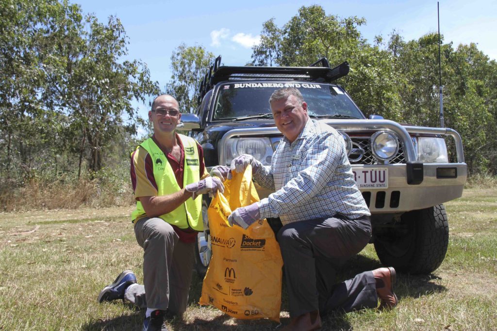 Bundaberg 4WD Club environmental officer Graham Telfer and Cr Wayne Honor are ready to clean up the region.