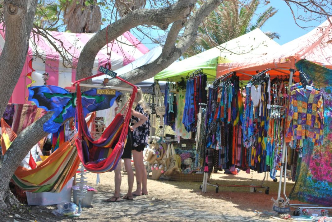Market stalls at kite surfing festival