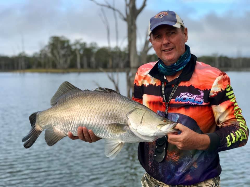 Keith Whalley with his 80cm barramundi caught at Lake Monduran, Gin Gin.