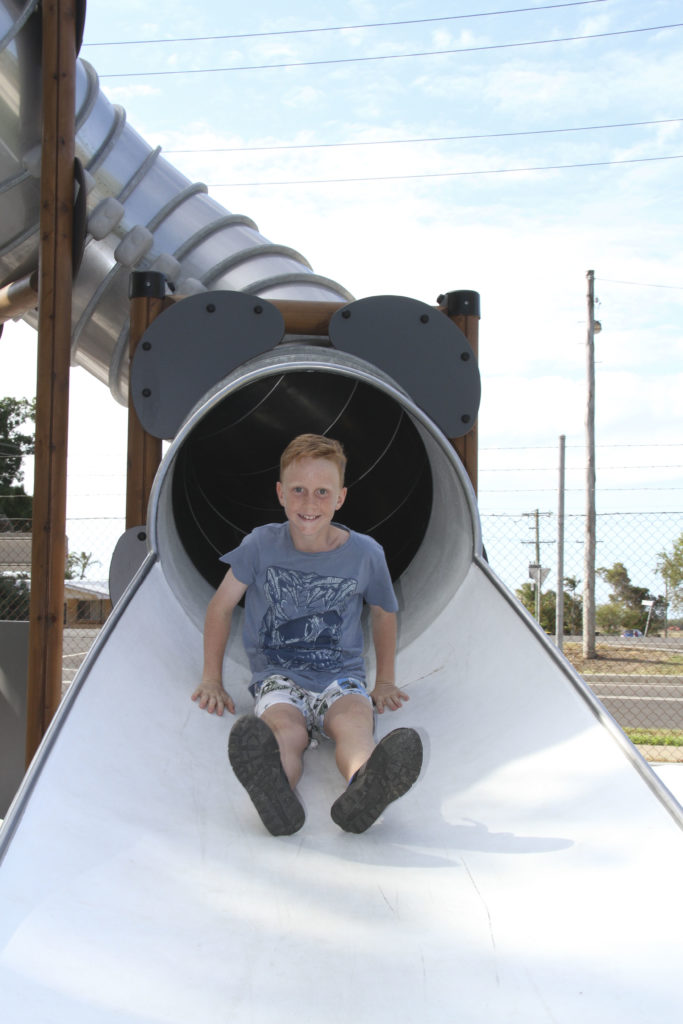 Kaelin Hart enjoying the Botanic Gardens playground.