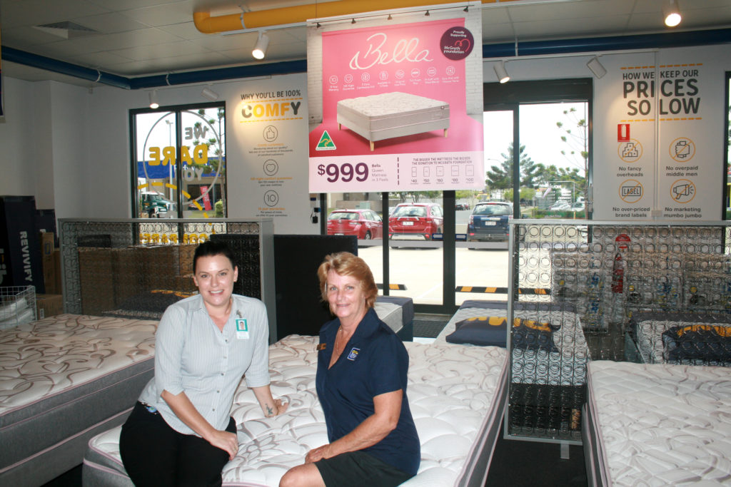 Mattress Donation: The Friendlies Foundation’s Tunja Cottier and OMF’s Donna Ham