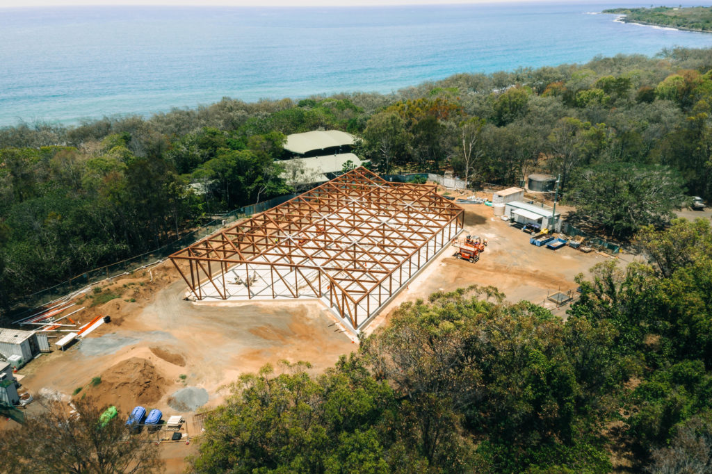 Construction progress photo of the new Mon Repos Turtle Centre. Photo: Murchie Constructions