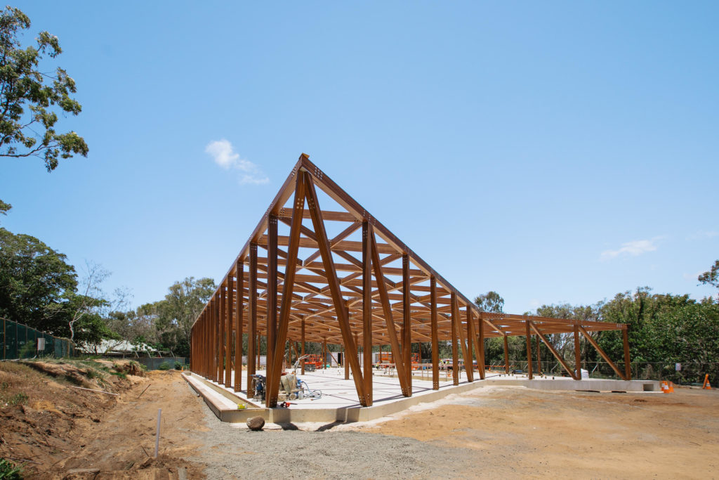 Construction progress photo of the new Mon Repos Turtle Centre. Photo: Murchie Constructions