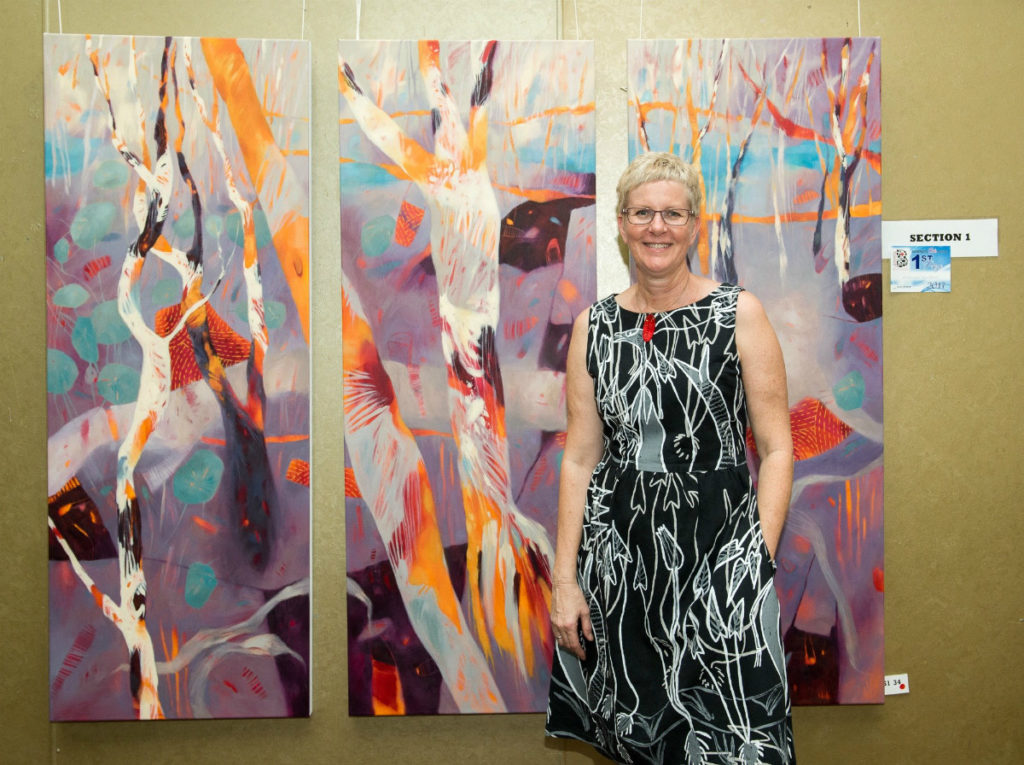 Adrienne Williams with her winning piece from the 2017 Bundaberg Arts Festival