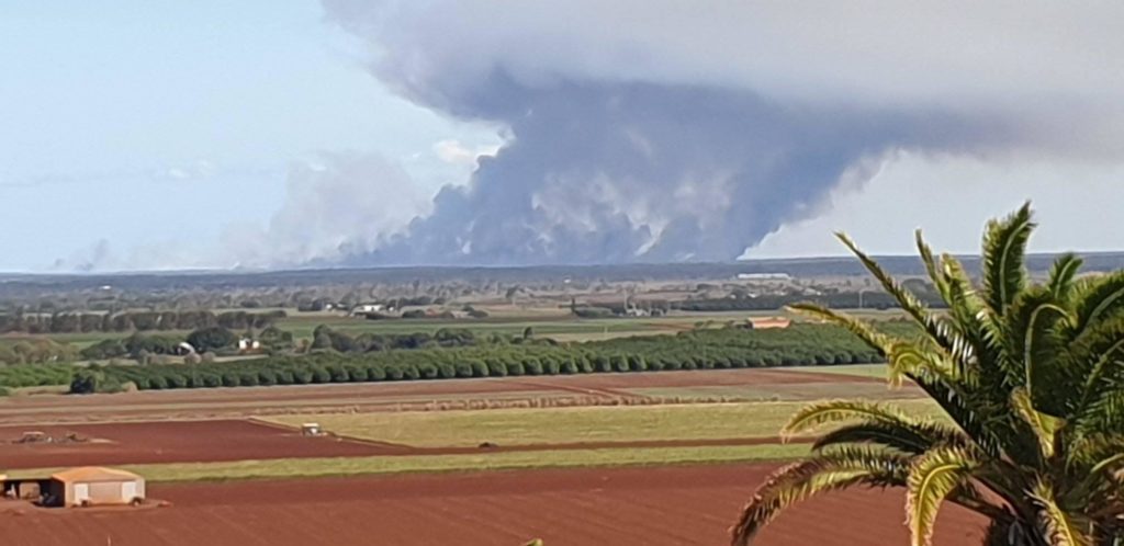 A view of the Woodgate fire from The Hummock by Dannielle Brearley