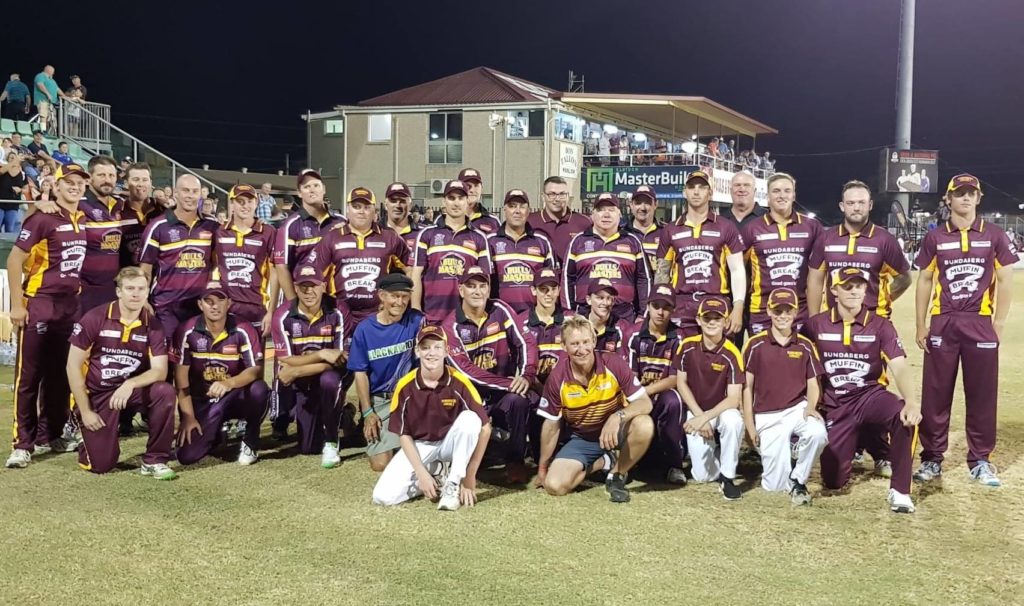 Bulls Masters and Bundaberg Invitational XI players at Salter Oval.