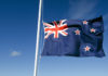 The New Zealand Flag at half mast
