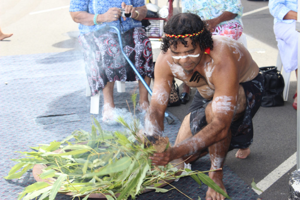 Byron Broome smoking ceremony Taribelang Aboriginal Corporation