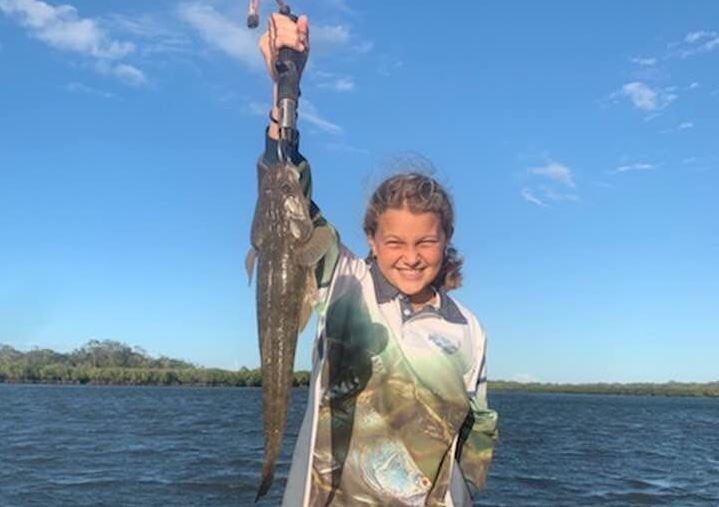 Emily McLucas, 12, caught this massive flathead at Middle Creek on her first cast of the day.