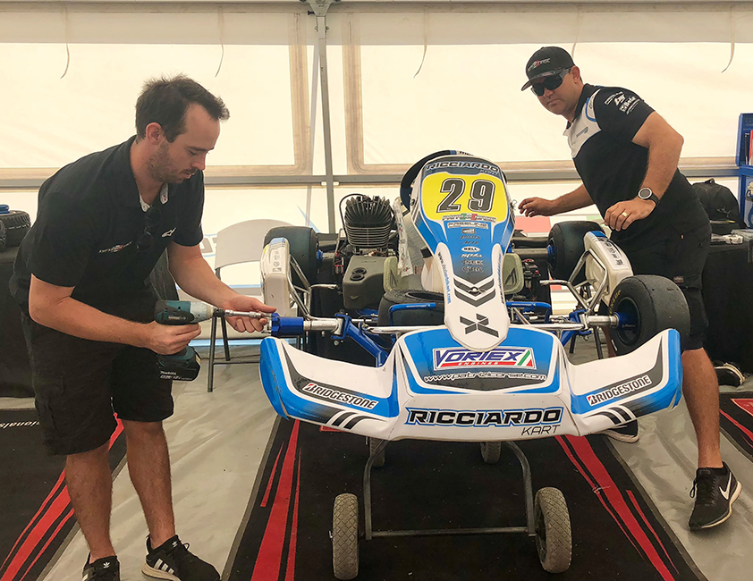 Teams work on their karts in the lead up to the The Bundaberg 2019 Patrizicorse State Cup.