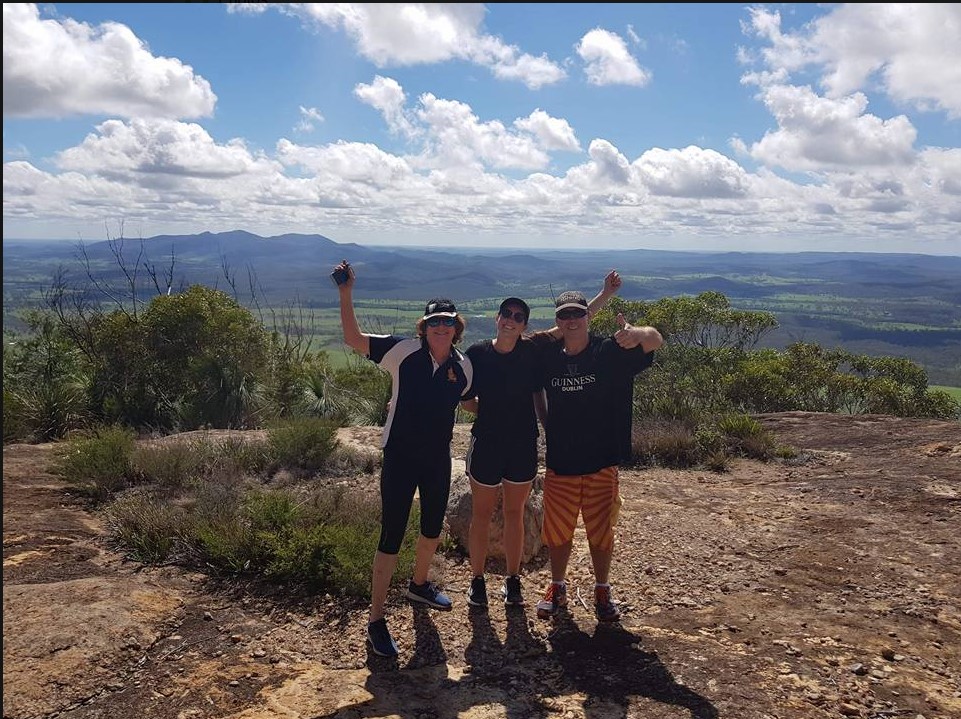 Joanne Turner, daughter Emily and husband James at the top of Mt Walsh.