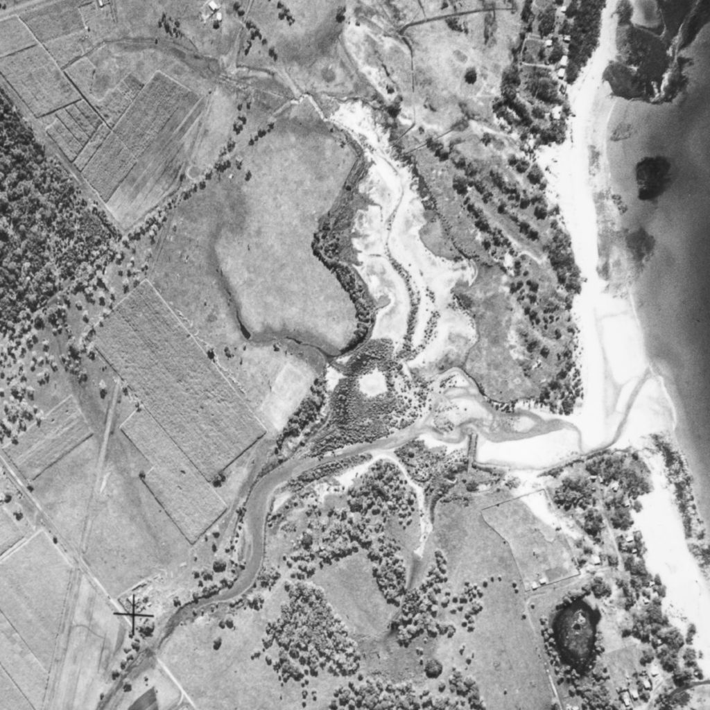 Moneys Creek causeway in the 1950s