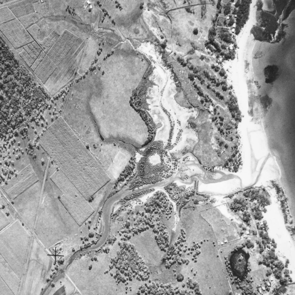 Moneys Creek causeway in the 1950s