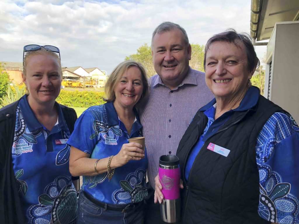 Mayor Jack Dempsey congratulates Bundaberg Tourism volunteers Louisa Hyland, Kym Murphy and Sheona Webster-Gorrie