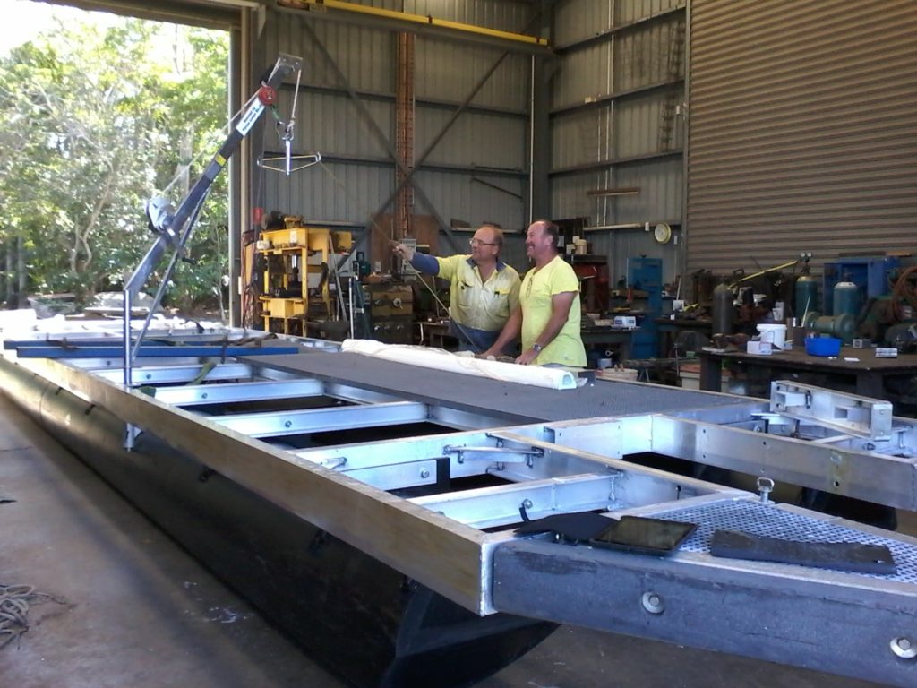 Hard at work on the new pontoon.
Photo: Bundaberg Sailing Club Facebook