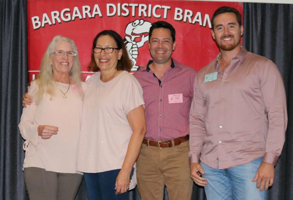 Bargara District Little Athletics Centre managers past and present: Heather Hinsbey, Rosie Whiting, Adam Wyatt and Christopher Krebs at the 25th anniversary dinner.