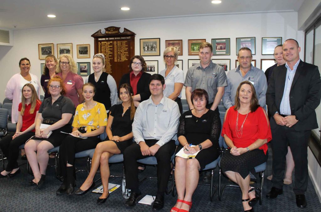 Seven Council trainees were recently inducted in to the CQUniversity Certificate III in Business Administration 