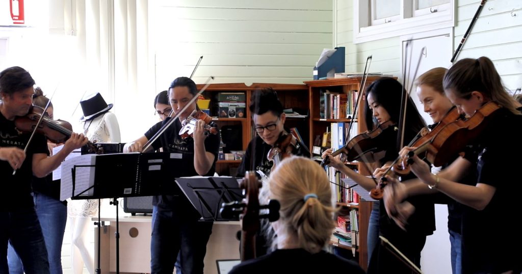 Camerata musicians performing at Gracie Dixon. 