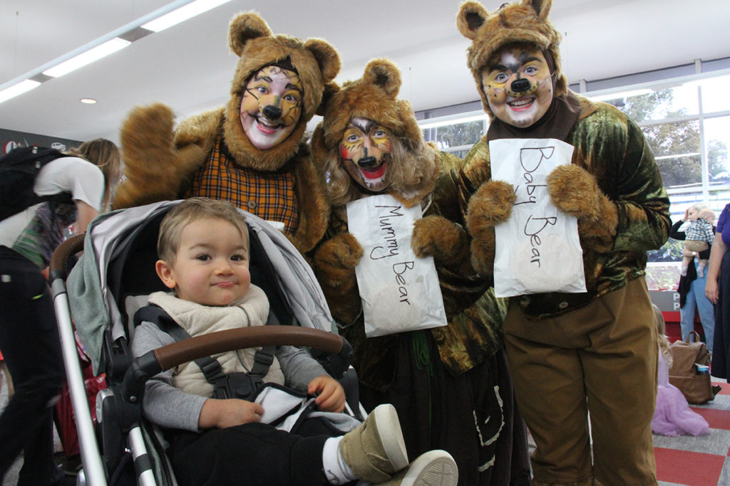 Russel Warden with the three bears at the Teddy Bear's Picnic. 