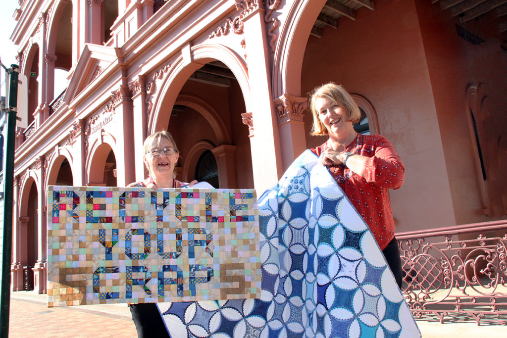 RECYLCE YOUR SCRAPS: Bundaberg Quilters Inc members Sandra Sullivan and Marian Stohfeldt are excited for the upcoming War on Waste exhibition.