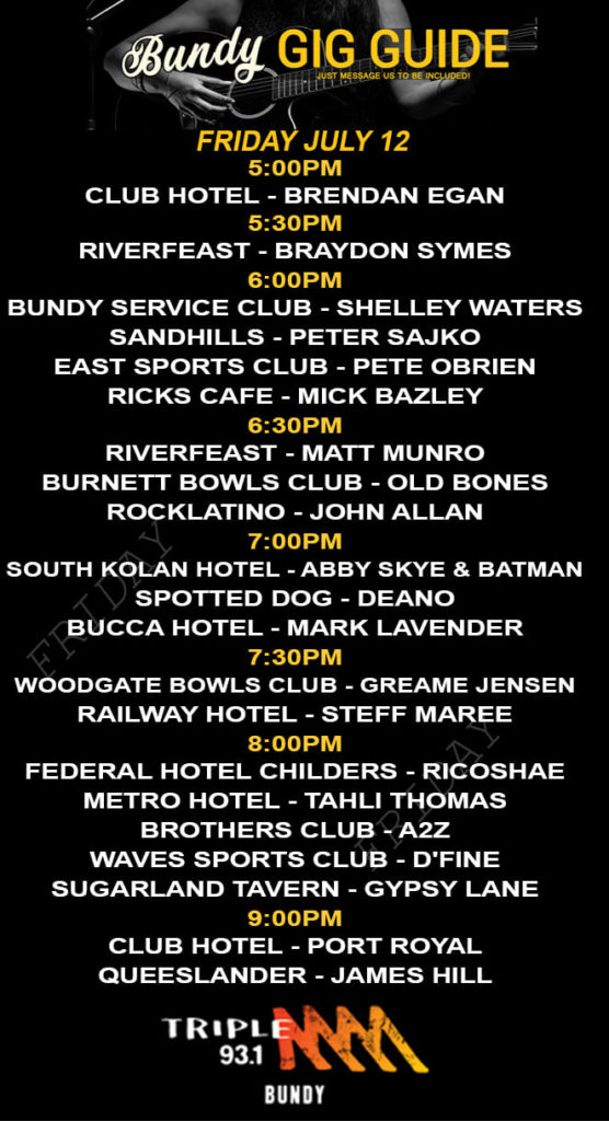 Friday's gig guide.