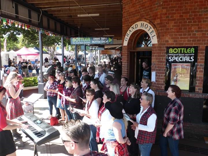 The Bundaberg Pub Rock Choir performing at the Childers Festival