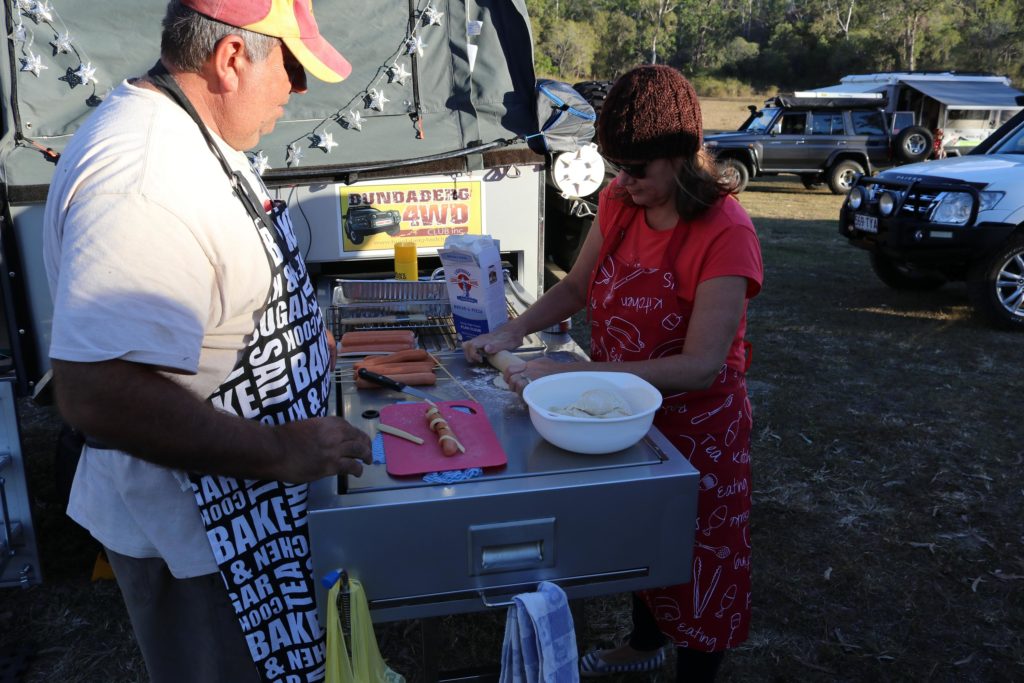 CAMP COOK OFF: Tim and Deb Colbournes meal prepping.
