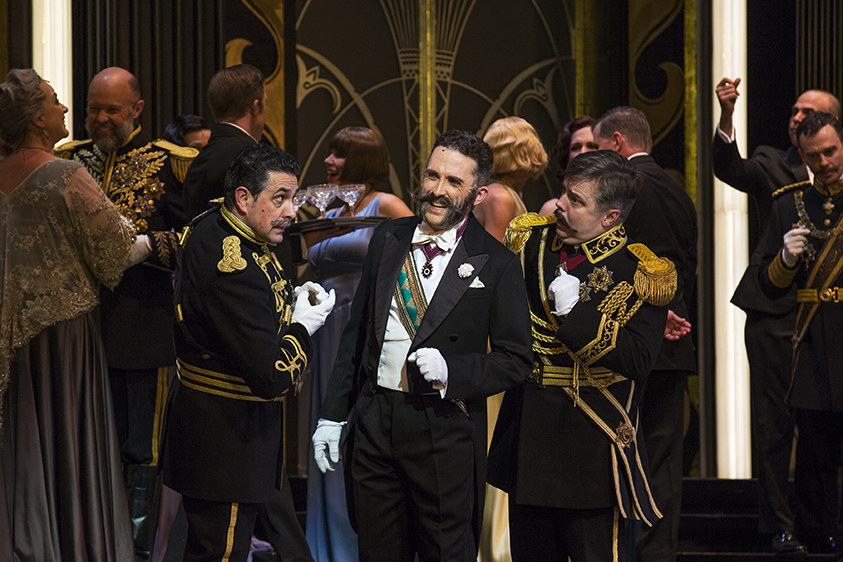 Opera Queensland's Virgilio Marino, Jason Barry-Smith and Shaun Brown in The Merry Widow.