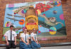 North Bundaberg High School and Bundaberg Christian College Students with their artwork at the Friendlies hospital.