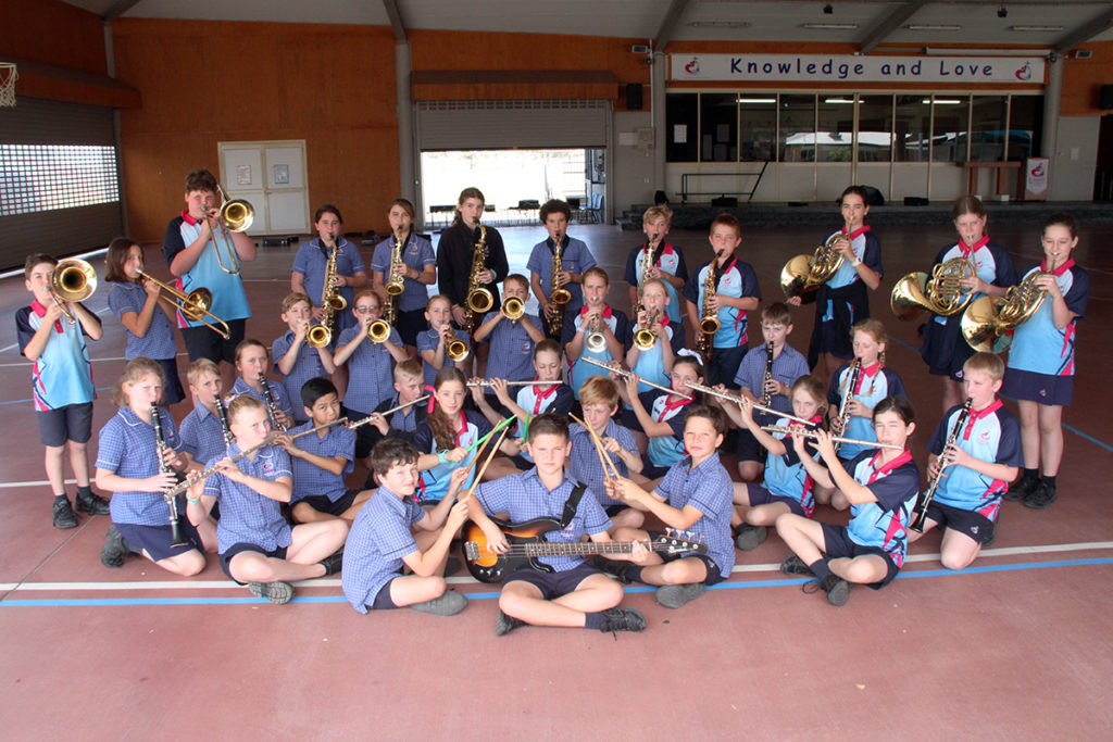 St Mary's Catholic Primary School Concert Band ready for St Mary's School 25th anniversary fete.