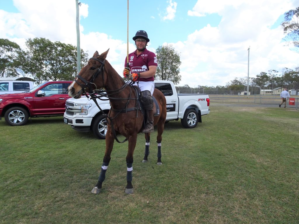 Australian Professional Polo player and Queensland Polo Captain Ric McCarthy with mare Fluffy