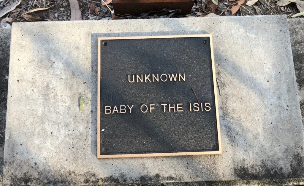 Plaque at South Isis Cemetery