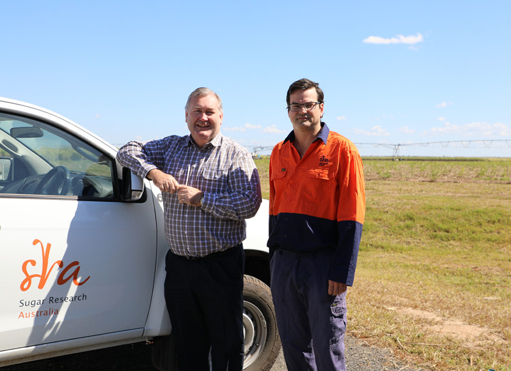 Bundaberg Mayor Jack Dempsey with Sugar Research Australia's farm manager Richard Cervellin.