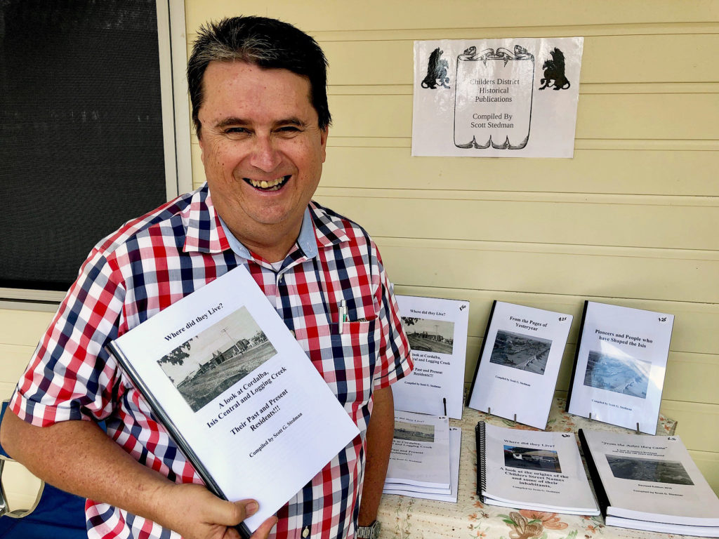 Childers history buff Scott Stedman launched his ninth publication of history of the former Isis Shire at the Cordalba State School 125th anniversary celebrations last Saturday.