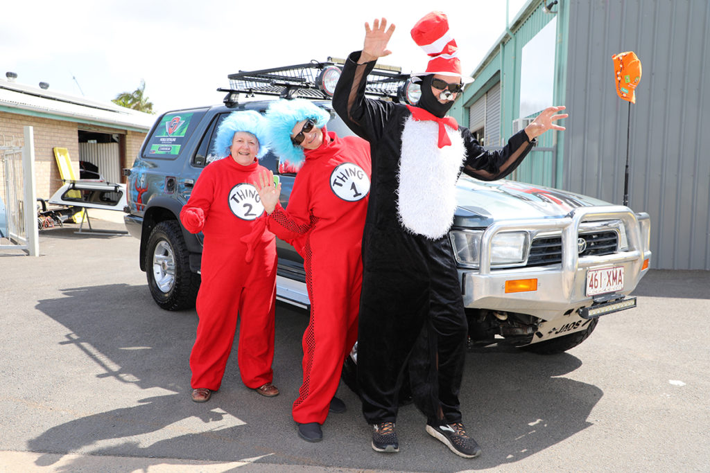 Janice Wharton, Debbie Knowles and Geoff Knowles are team Cat in the Hat and will be travelling 5,000km for Camp Quality's esCarpade event from tomorrow. 