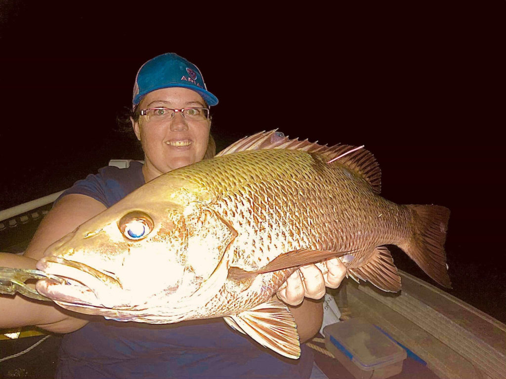 Emma King with a 58cm mangrove jack caught recently.