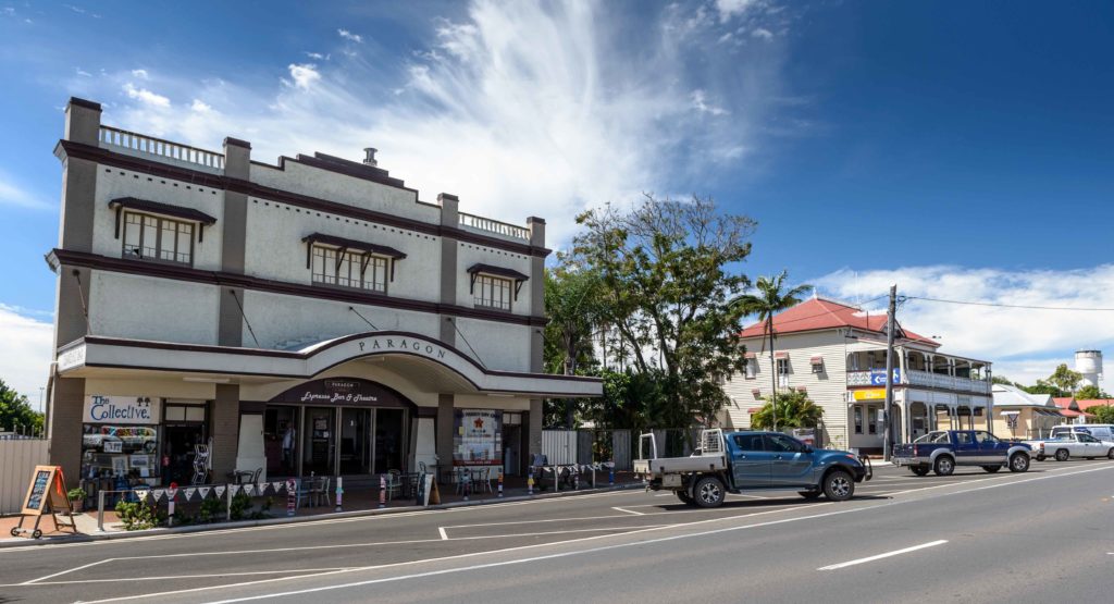 The Paragon Theatre is one of many heritage listed buildings in the main street of Childers.