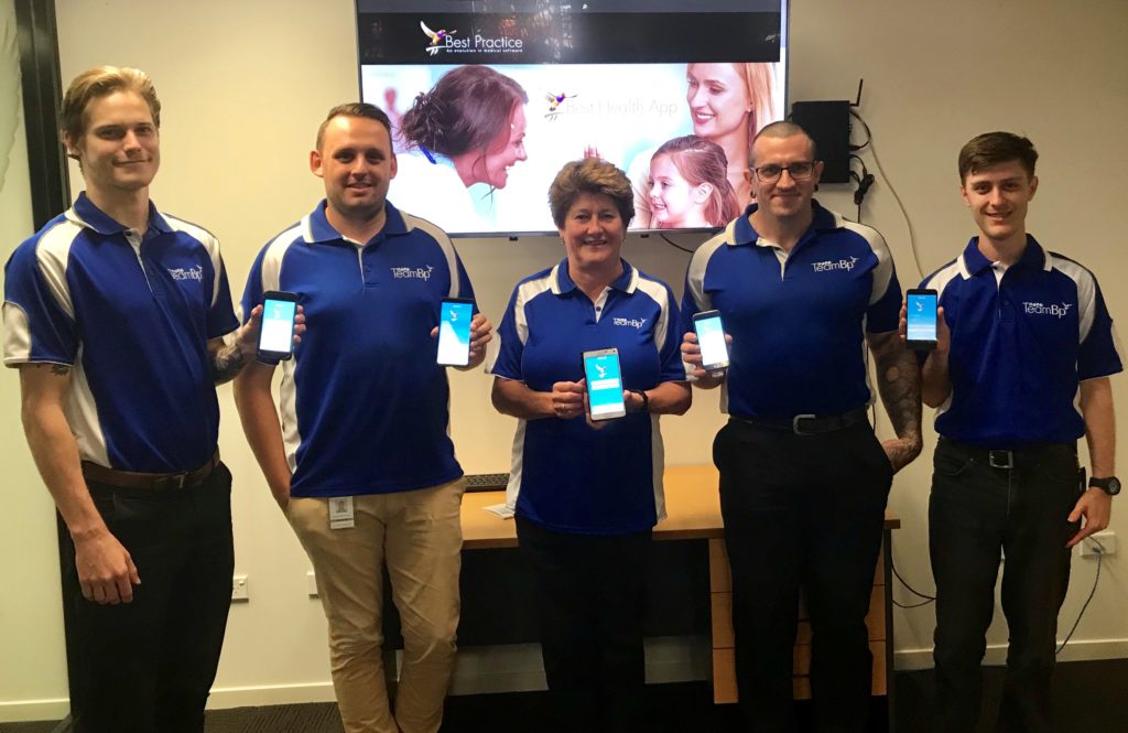 Some of the Bundaberg Best Practice team who have worked on the Best Health App here in Best Practice Software’s Bundaberg Operations Hub: Damon Ramage, Christopher Bone, Julie Dietrich, Sean Maher and D’Arcy Piltz
