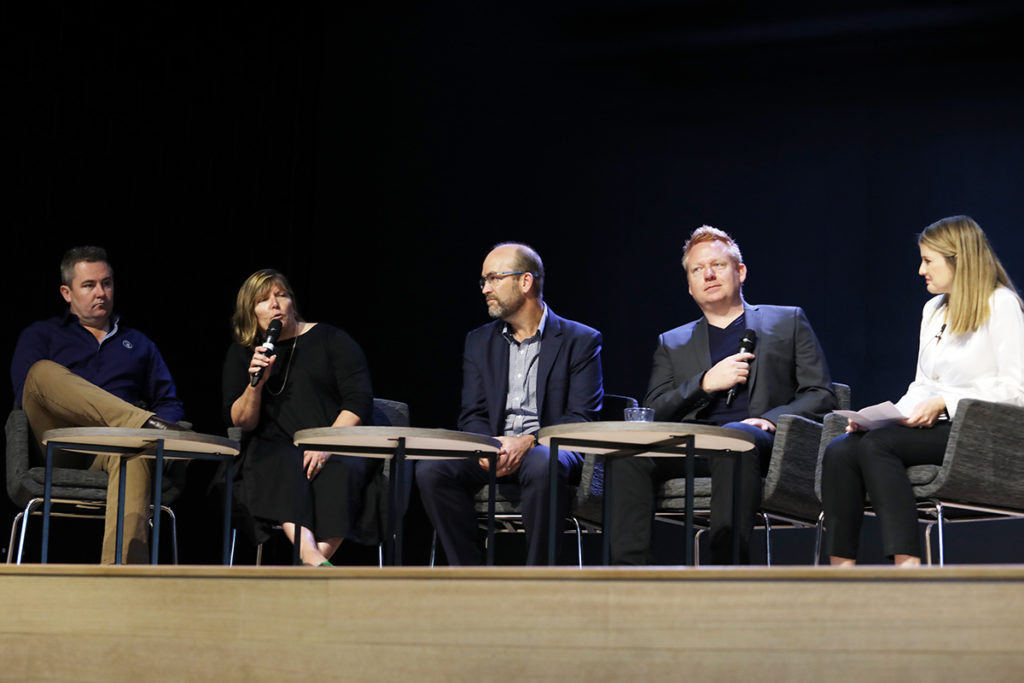 Damien Botha, Karen McCord, Andrew Baron, Michael Norton and Felicity Furey at the Hinkler Innovation Breakfast