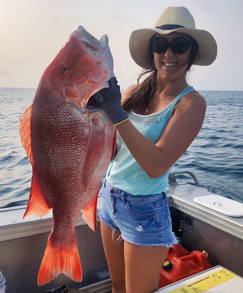 Bri Roth with the cracker red emperor she caught off 1770 recently.