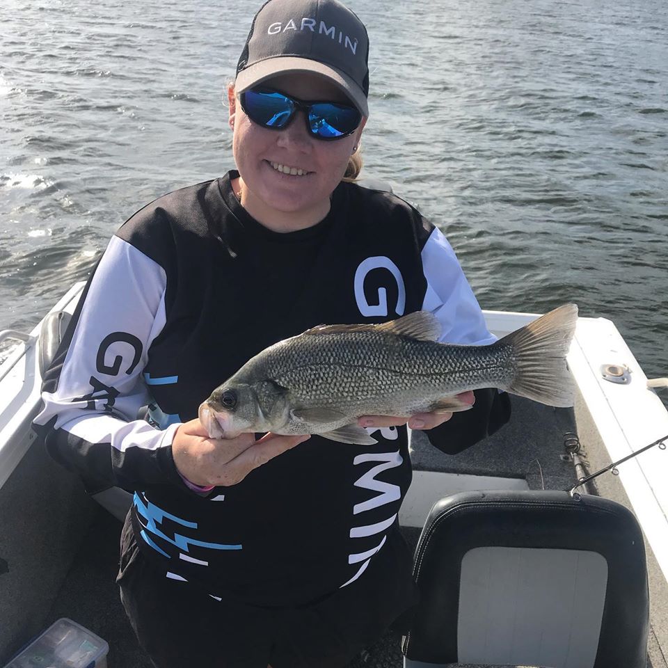 Rebecka O’Connor with a bass she caught at Lake Gregory recently.
