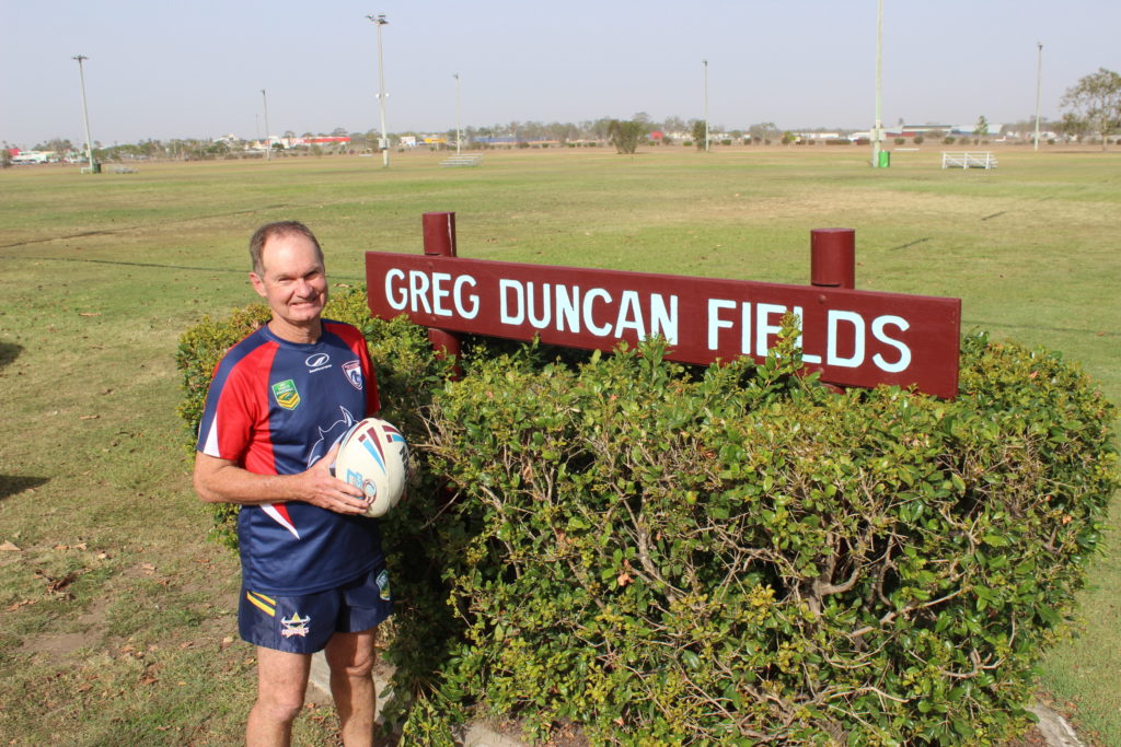 Greg Duncan stands proudly at Greg Duncan Fields. 