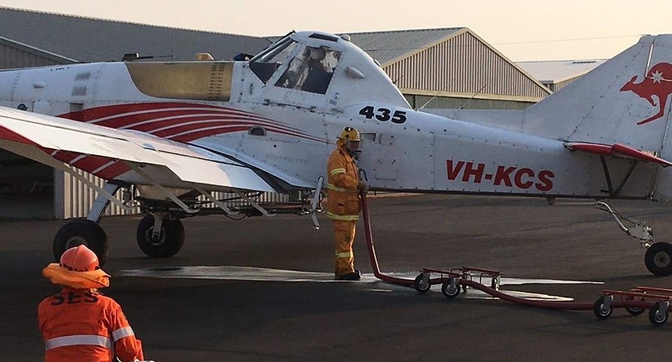 SES crew filling one of the 114 planes on Tuesday