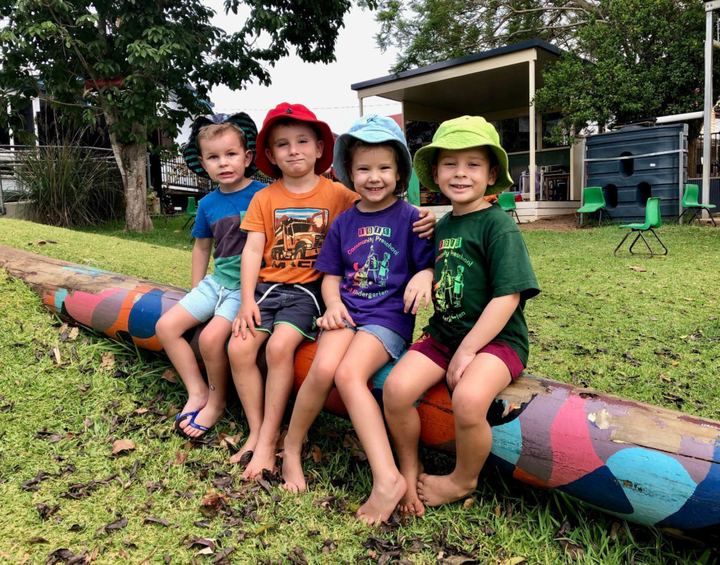 Kindy kids are happy kids! From left: Jacob Schulz, Ryan Willing, Remi Thompson and Archer Dowling enjoying play time at the Isis Community Preschool and Kindergarten.