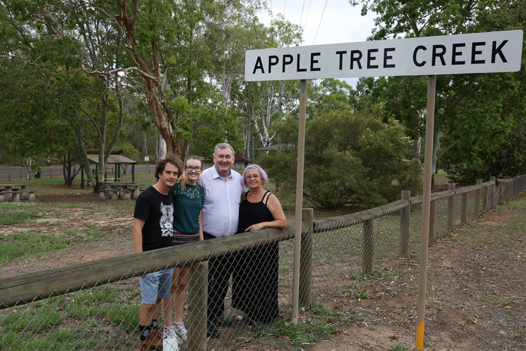 Campbell and Brianna Jones with Mayor Jack Dempsey and Rodica Gowers at the Apple Tree Creek park and Rest Stop.