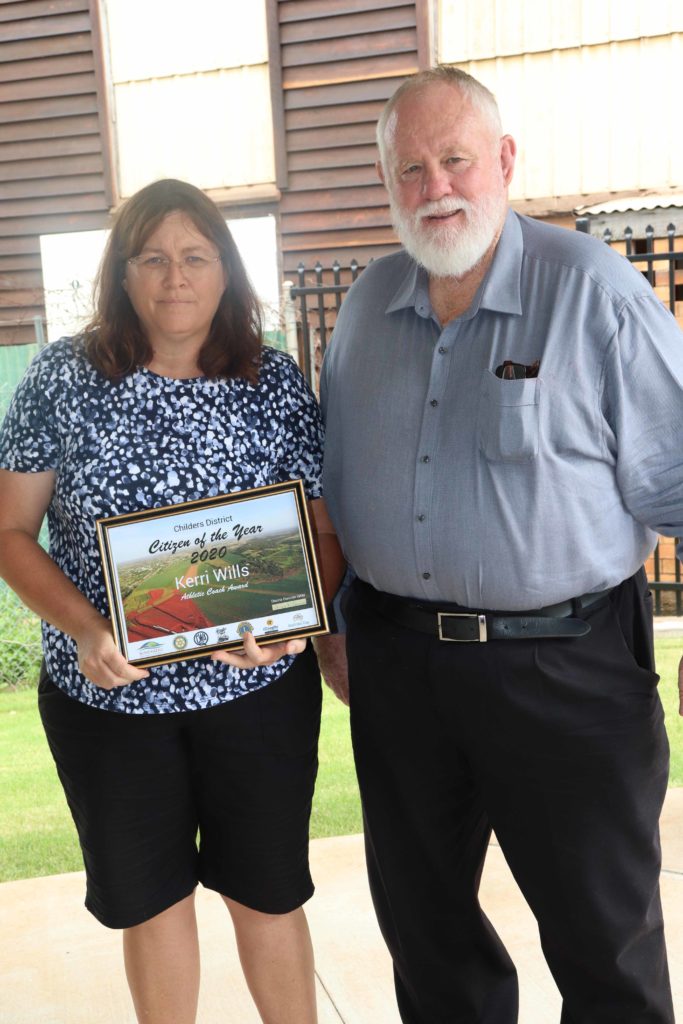 Award winner Kerri Wills with Cr Trevor. Australia Day